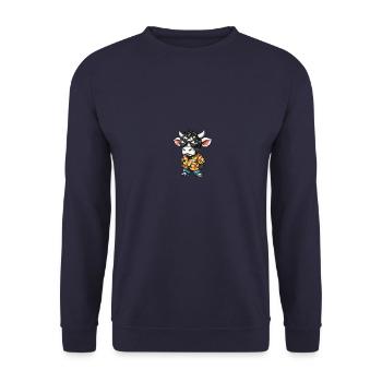 Kuh Comic Cool Sommer - Unisex Pullover - Navy - Vorne - Alina (178cm) & Michal (187cm)