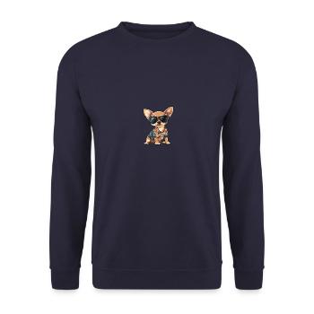 Chihuahua Hund Cool Sommer - Unisex Pullover - Navy - Vorne - Alina (178cm) & Michal (187cm)