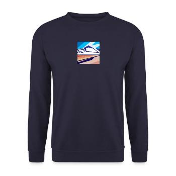Geometrische Berge in Island - Unisex Pullover - Navy - Vorne - Alina (178cm) & Michal (187cm)