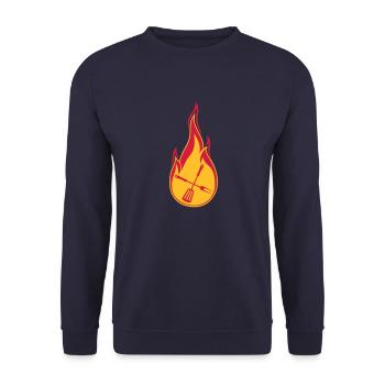 grillen feuer flammen heiss brennen essen grillgab - Unisex Pullover - Navy - Vorne - Alina (178cm) & Michal (187cm)
