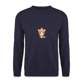 Fuchs Winter Comic - Unisex Pullover - Navy - Vorne - Alina (178cm) & Michal (187cm)