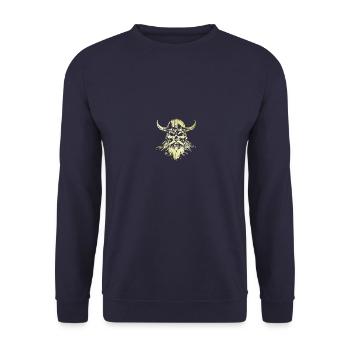 Viking Skull - Unisex Sweatshirt - navy - Front - Alina (178cm) & Michal (187cm)
