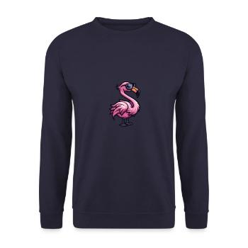 Flamingo Cool Tier - Unisex Pullover - Navy - Vorne - Alina (178cm) & Michal (187cm)