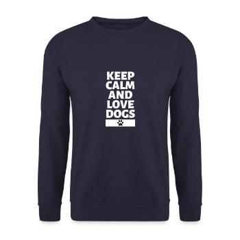 Keep calm and love dogs - Unisex Pullover - Navy - Vorne - Alina (178cm) & Michal (187cm)