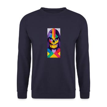 Skeletor geometric head - Unisex Sweatshirt - navy - Front - Alina (178cm) & Michal (187cm)