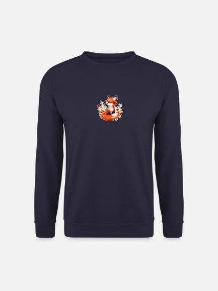 Fuchs mit Blumen - Unisex Pullover - Navy