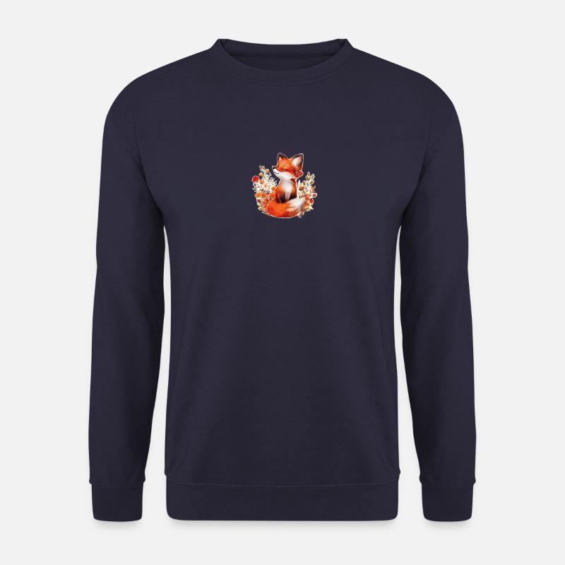 Fuchs mit Blumen - Unisex Pullover - Navy