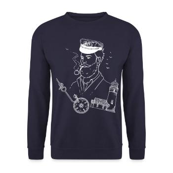 ship's captain - Unisex Sweatshirt - navy - Front - Alina (178cm) & Michal (187cm)