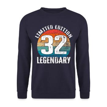 Happy Birthday - 32. Geburtstag Limited Edition - Unisex Pullover - Navy - Vorne - Alina (178cm) & Michal (187cm)