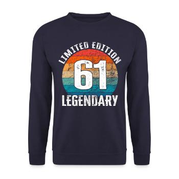 Happy Birthday - 61st Birthday Limited Edition - Unisex Sweatshirt - navy - Front - Alina (178cm) & Michal (187cm)