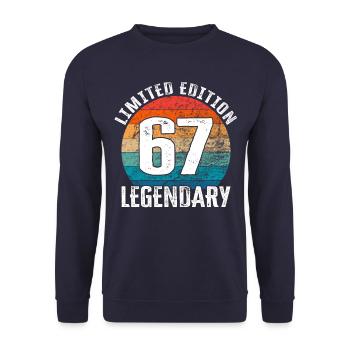 Happy Birthday - 67th Birthday Limited Edition - Unisex Sweatshirt - navy - Front - Alina (178cm) & Michal (187cm)
