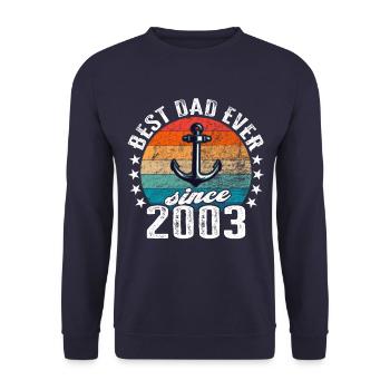 Bester Papa der Welt seit 2003 Anker - Unisex Pullover - Navy - Vorne - Alina (178cm) & Michal (187cm)