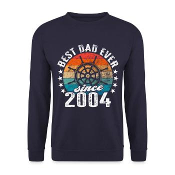 Bester Papa der Welt seit 2004 Kapitän - Unisex Pullover - Navy - Vorne - Alina (178cm) & Michal (187cm)