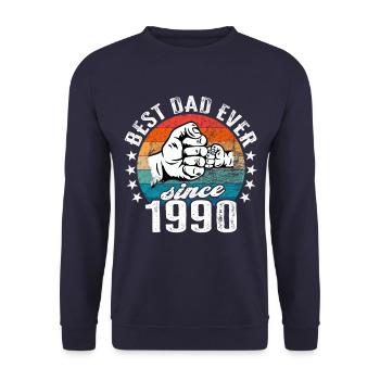 Bester Papa der Welt seit 1990 Kapitän - Unisex Pullover - Navy - Vorne - Alina (178cm) & Michal (187cm)
