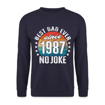 Bester Papa der Welt seit 1987 No Joke - Unisex Pullover - Navy - Vorne - Alina (178cm) & Michal (187cm)