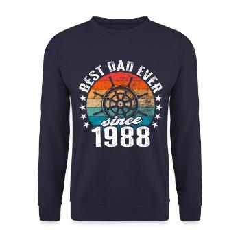 Bester Papa der Welt seit 1988 Kapitän - Unisex Pullover - Navy - Vorne - Alina (178cm) & Michal (187cm)