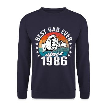 Bester Papa der Welt seit 1986 Vatertag - Unisex Pullover - Navy - Vorne - Alina (178cm) & Michal (187cm)