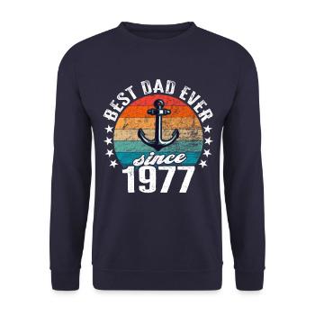 Bester Papa der Welt seit 1977 Anker - Unisex Pullover - Navy - Vorne - Alina (178cm) & Michal (187cm)