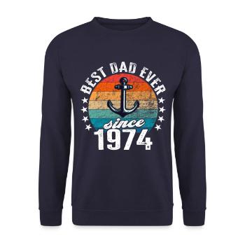 Meilleur père du monde depuis 1974 Anchor - Sweat-shirt Unisexe - marine - Devant - Alina (178cm) & Michal (187cm)