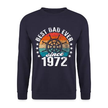 Meilleur papa du monde depuis 1972 capitaine - Sweat-shirt Unisexe - marine - Devant - Alina (178cm) & Michal (187cm)