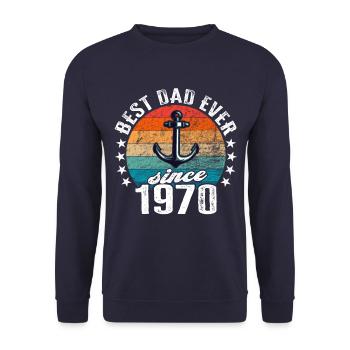 Best dad in the world since 1970 anchor - Unisex Sweatshirt - navy - Front - Alina (178cm) & Michal (187cm)