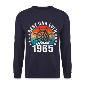 Bester Papa der Welt seit 1965 Kapitän - Unisex Pullover - Navy - Vorne - Alina (178cm) & Michal (187cm)