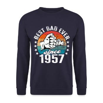 Bester Papa der Welt seit 1957 Vatertag - Unisex Pullover - Navy - Vorne - Alina (178cm) & Michal (187cm)