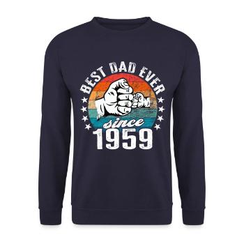 Best dad in the world since 1959 Father's Day - Unisex Sweatshirt - navy - Front - Alina (178cm) & Michal (187cm)