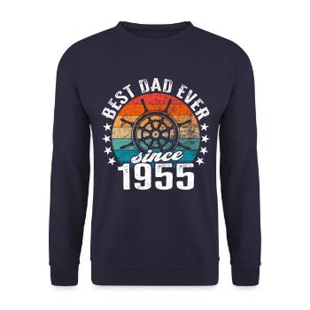 Bester Papa der Welt seit 1955 Kapitän - Unisex Pullover - Navy - Vorne - Alina (178cm) & Michal (187cm)
