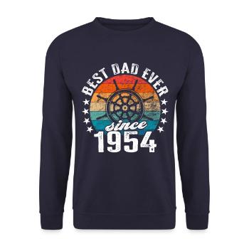 Best dad in the world since 1954 captain - Unisex Sweatshirt - navy - Front - Alina (178cm) & Michal (187cm)