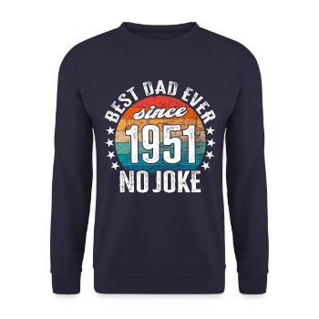 Bester Papa der Welt seit 1951 No Joke - Unisex Pullover - Navy - Vorne - Alina (178cm) & Michal (187cm)