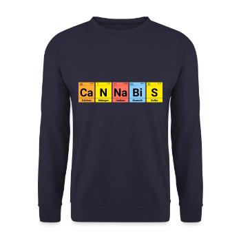 Cannabis Chemie Periodensystem - Unisex Pullover - Navy - Vorne - Alina (178cm) & Michal (187cm)