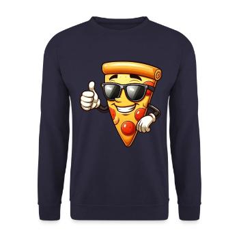 Pizza drôle avec motif de lunettes de soleil - Sweat-shirt Unisexe - marine - Devant - Alina (178cm) & Michal (187cm)