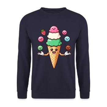 Ice Cream Ice Cream Cone Kawaii Funny Summer Sundae - Unisex Sweatshirt - navy - Front - Alina (178cm) & Michal (187cm)