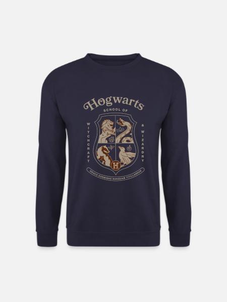 Harry Potter Hogwarts Wappen Mit Schriftzug - Unisex Pullover - Navy