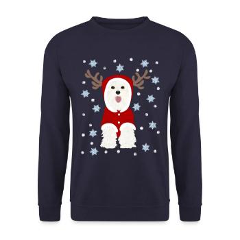 White Terrier Santa Claus Costume Étoiles des neiges - Sweat-shirt Unisexe - marine - Devant - Alina (178cm) & Michal (187cm)
