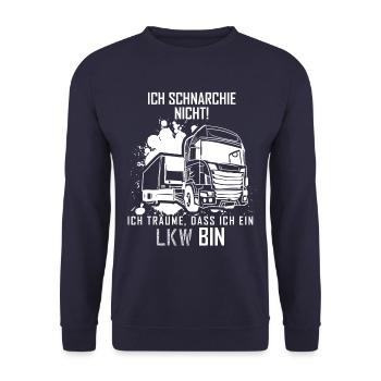 Ich schnarche nicht ich träume das ich ein LKW bin - Unisex Pullover - Navy - Vorne - Alina (178cm) & Michal (187cm)