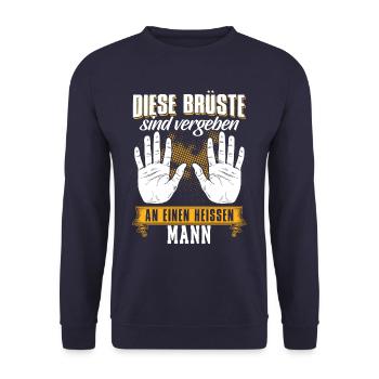 Diese Brüste sind vergeben an einen Mann - Unisex Pullover - Navy - Vorne - Alina (178cm) & Michal (187cm)