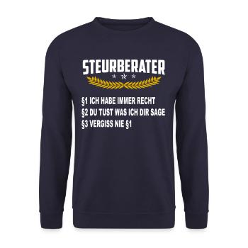 Steuerberater hat immer Recht lustig Geschenk - Unisex Pullover - Navy - Vorne - Alina (178cm) & Michal (187cm)