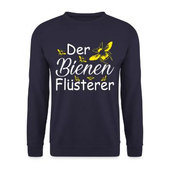 Der Bienenflüsterer Biene Imker Imkerei - Unisex Pullover - Navy - Vorne - Alina (178cm) & Michal (187cm)
