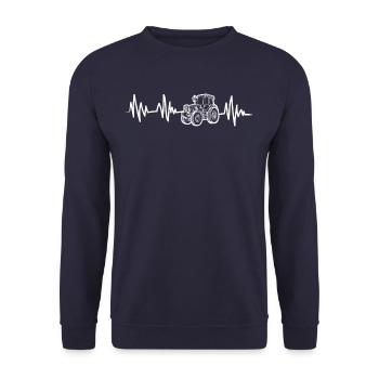 Herzschlag EKG Bauer Landwirt Traktor - Unisex Pullover - Navy - Vorne - Alina (178cm) & Michal (187cm)