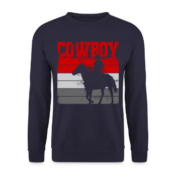 Cowboy Westernreiter Pferd - Unisex Pullover - Navy - Vorne - Alina (178cm) & Michal (187cm)