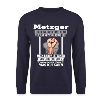 Metzger Ehre Stolz Faust Beruf - Unisex Pullover - Navy - Vorne - Alina (178cm) & Michal (187cm)