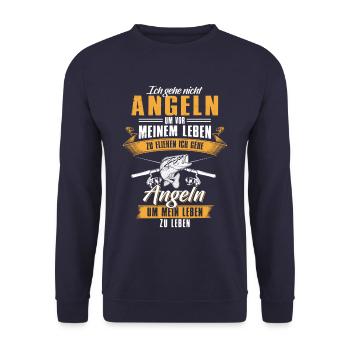 Angeln um sein Leben zu genießen Angler - Unisex Pullover - Navy - Vorne - Alina (178cm) & Michal (187cm)