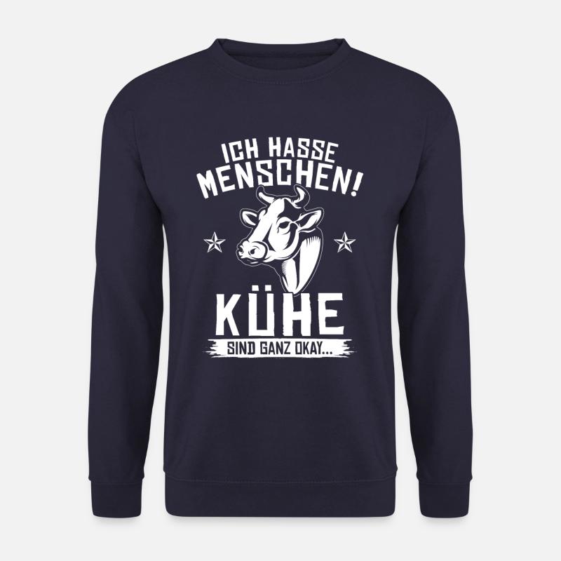 Ich hasse Menschen Kuh Bauer Landwirt - Unisex Pullover - Navy