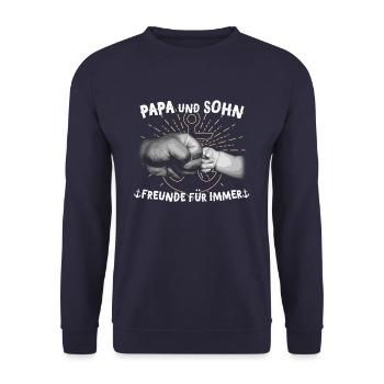 Papa und Sohn Freunde für immer - Unisex Pullover - Navy - Vorne - Alina (178cm) & Michal (187cm)