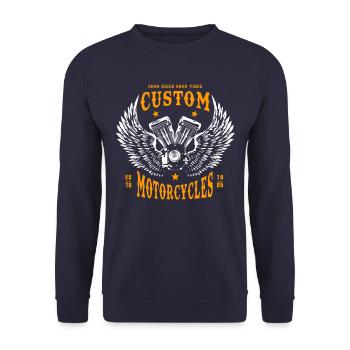 Motorrad Motorradfahrer Biker Motor - Unisex Pullover - Navy - Vorne - Alina (178cm) & Michal (187cm)