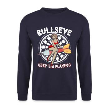 Bullseye Dart Dartscheibe Darts Dartspieler - Unisex Pullover - Navy - Vorne - Alina (178cm) & Michal (187cm)