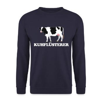 Kuhflüsterer Kuh Landwirt Bauer - Unisex Pullover - Navy - Vorne - Alina (178cm) & Michal (187cm)