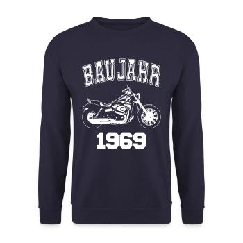 Année 1969 motocycliste - Sweat-shirt Unisexe - marine - Devant - Alina (178cm) & Michal (187cm)